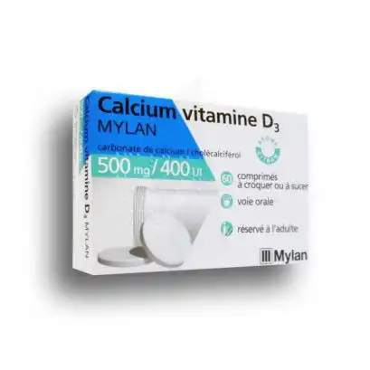 Calcium Vitamine D3 Viatris 500 Mg/400 Ui, Comprimé à Sucer Ou à Croquer