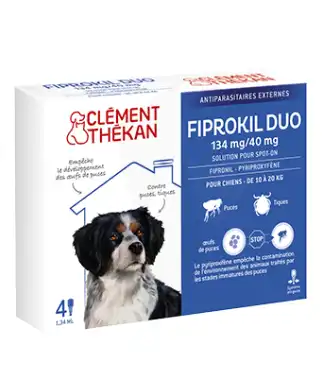 Fiprokil Duo 134mg/40mg Solution Pour Spot-on Chiens Moyens 10-20kg 4 Pipette/1,34ml à CHAMPAGNOLE