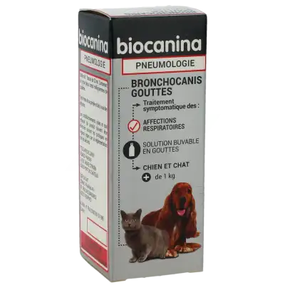BRONCHOCANIS BIOCANINA 10 MG/ML + 0,21 MG/ML + 254,24 MG/ML SOLUTION BUVABLE EN GOUTTES POUR CHIENS ET CHATS, Solution buvable en gouttes