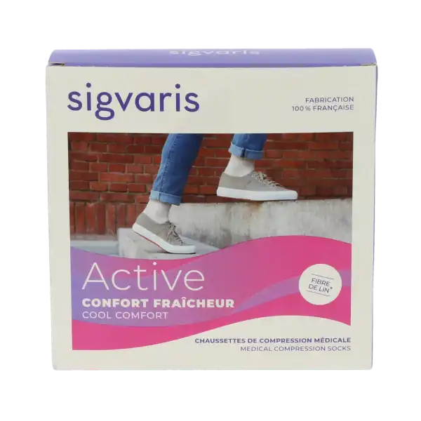 Sigvaris Active Confort FraÎcheur Chaussettes  Femme Classe 2 Écru X Large Normal