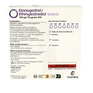 Etonogestrel/ethinylestradiol Viatris 120 Microgrammes/15 Microgrammes/24 Heures, Système De Diffusion Vaginal