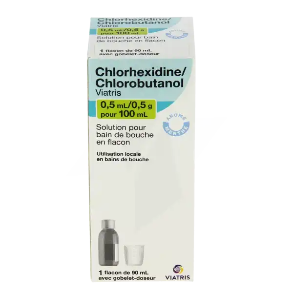Chlorhexidine/chlorobutanol Viatris 0,5 Ml/0,5 G Pour 100 Ml, Solution Pour Bain De Bouche En Flacon