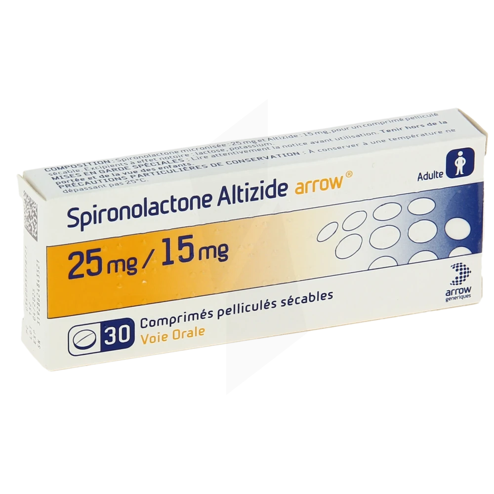 Spironolactone Altizide Arrow 25 Mg/15 Mg, Comprimé Pelliculé Sécable