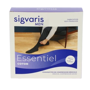 Sigvaris Essentiel Coton Chaussettes  Homme Classe 2 Sable Large Long