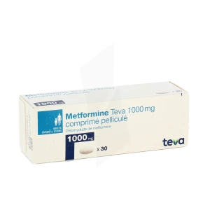 Metformine Teva 1000 Mg, Comprimé Pelliculé