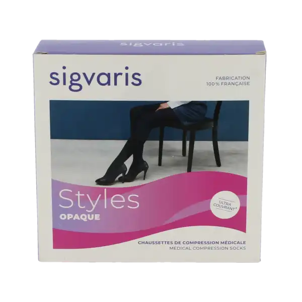 Sigvaris Styles Opaque Chaussettes  Femme Classe 2 Noir Large Normal