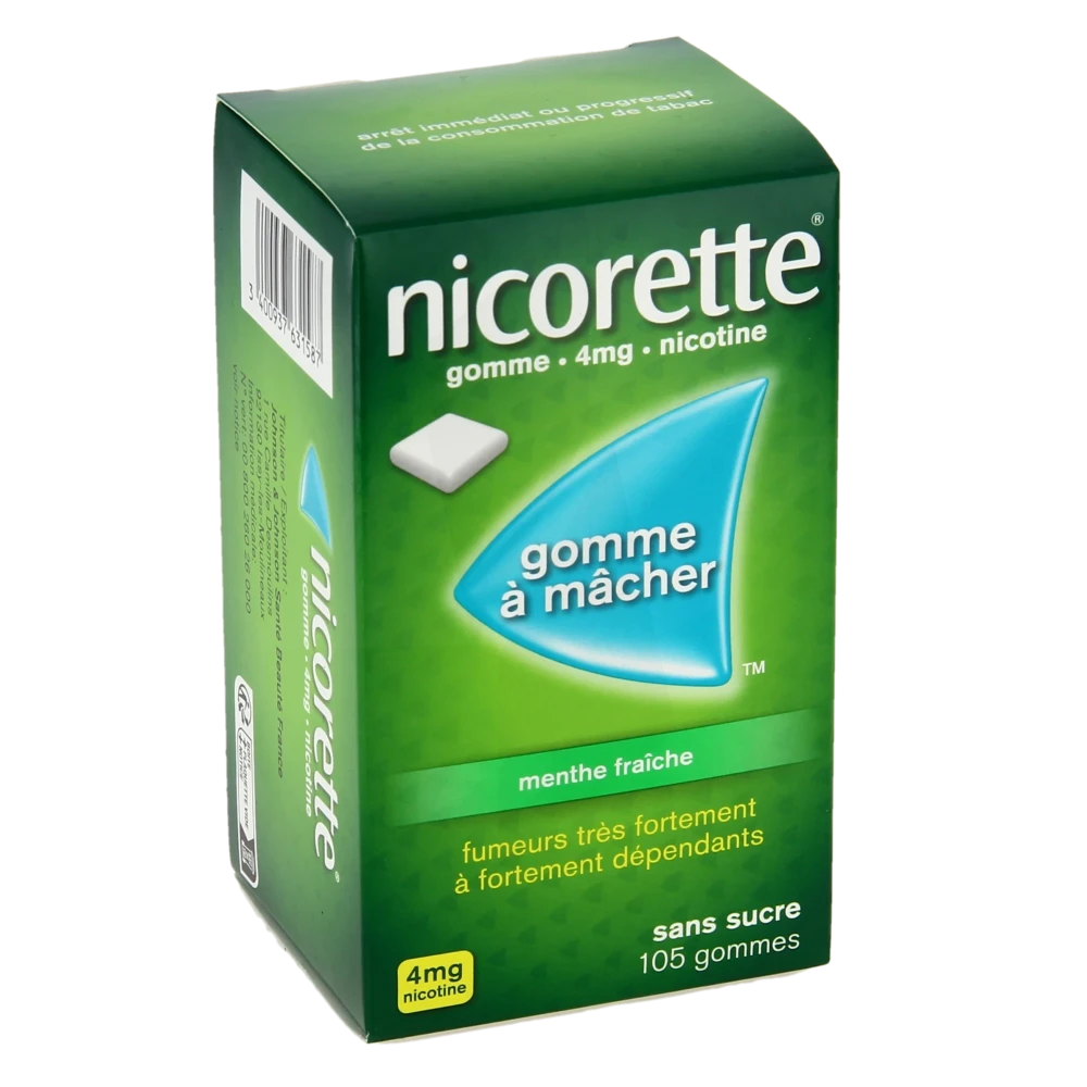 Nicorette 4 Mg Gom à Mâcher Médic Sans Sucre Menthe Fraîche Plq/105gom
