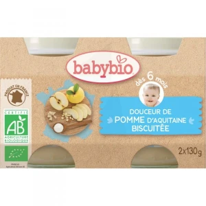 Babybio Aliment Infant Douceur Pomme Biscuit 2pots/130g