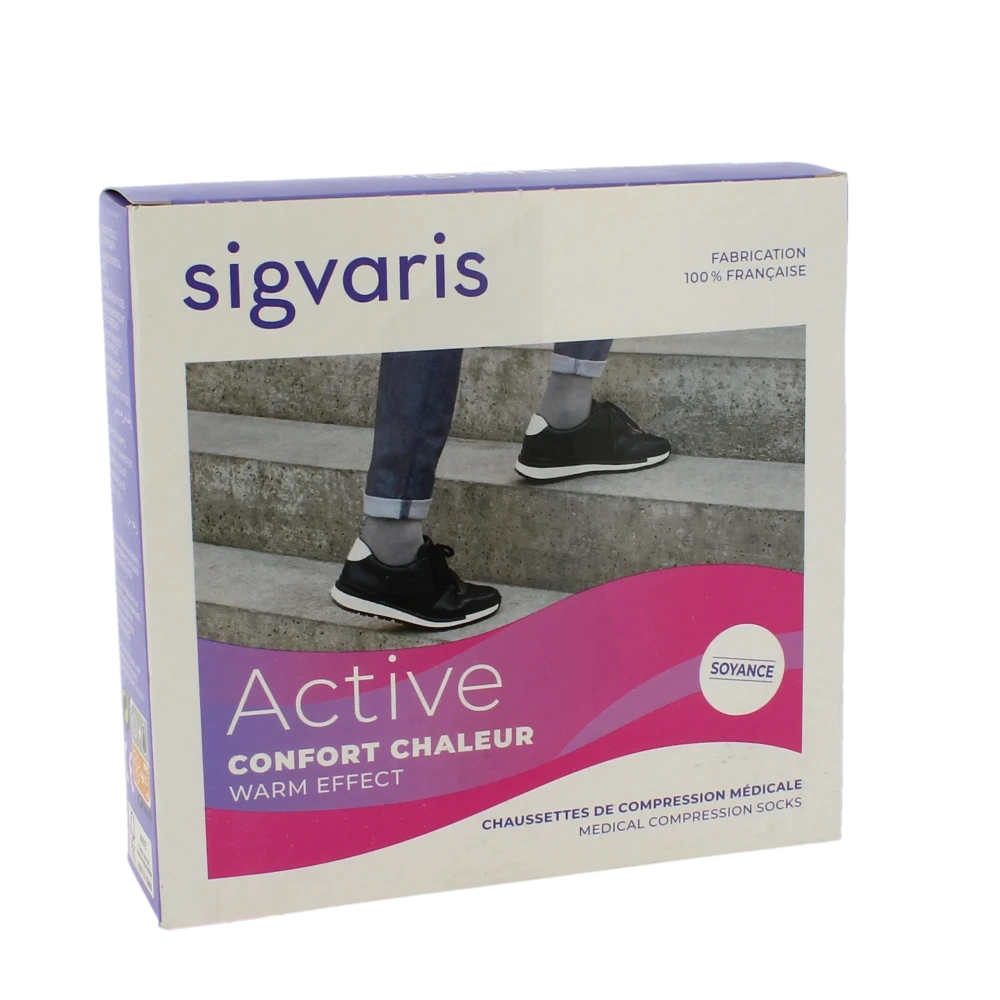 Sigvaris Active Confort Chaleur Soyance Chaussette Classe 2 Femme Noir Normal L