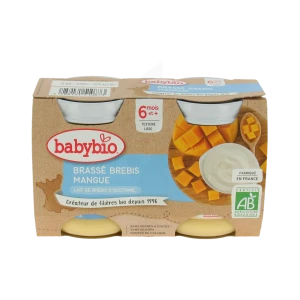 Babybio Alimentation Infantile Brassé Lait De Brebis Mangue 2pots/130g
