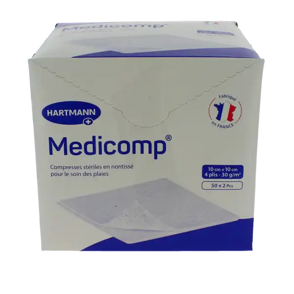 Medicomp® Compresses En Nontissé 10 X 10 Cm - Pochette De 2 - Boîte De 50