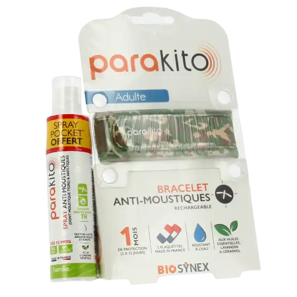 Parakito Bracelet Anti-moustique Adulte Camouflage +spray Offert 30ml