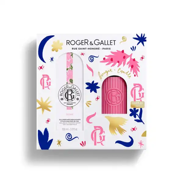 Roger & Gallet Rose Eau Parfumée + Bougie Coffret Noël 2024