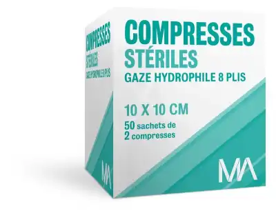 Marque Conseil Compresse Stérile Gaze Hydrophile 10x10cm 50 Sachets/2 à Paris