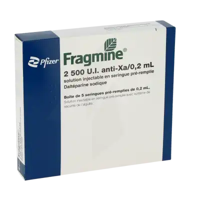 FRAGMINE 2 500 U.I. anti Xa/0,2 mL, solution injectable en seringue pré-remplie