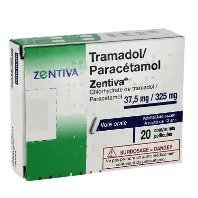 TRAMADOL/PARACETAMOL ZENTIVA 37,5 mg/325 mg, comprimé pelliculé