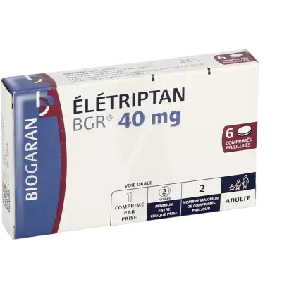 Eletriptan Bgr 40 Mg, Comprimé Pelliculé à LE LAVANDOU