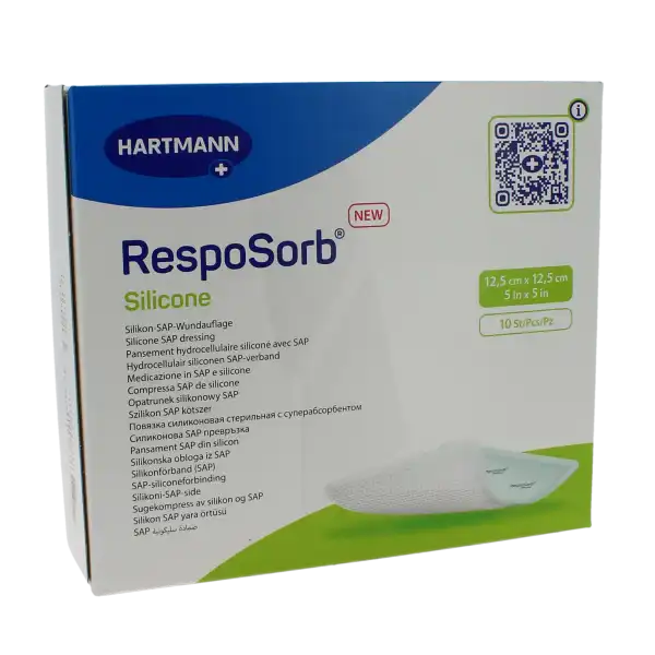 Resposorb Silicone Pansements Super Absorbant 12.5x12.5cm Étui/10