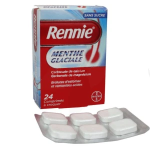 Rennie Menthe Glaciale Sans Sucre, Comprimé à Croquer édulcoré à La Saccharine Sodique