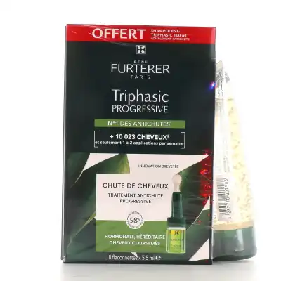 René Furterer Triphasic Progressive Sérum Anti-chute 8 Fl/55ml + Shampooing à Bordeaux