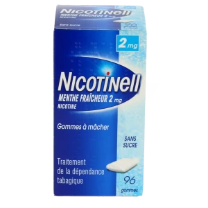 Nicotinell Menthe Fraicheur 2 Mg Sans Sucre, Gomme à Mâcher Médicamenteuse