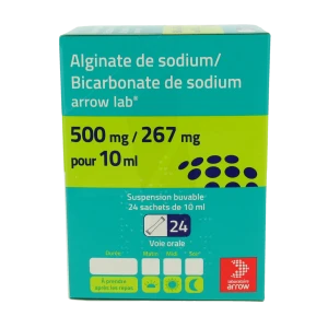 Alginate De Sodium/bicarbonate De Sodium Arrow Lab 500 Mg/267 Mg Pour 10 Ml, Suspension Buvable En Sachet