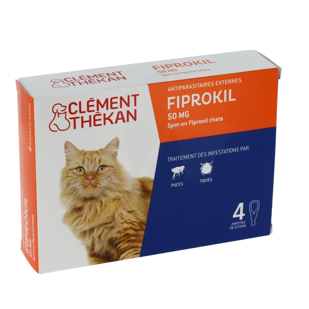 Fiprokil 50mg Spot-onsolution Pour Application Locale Chat 4 Pipettes/0,5ml