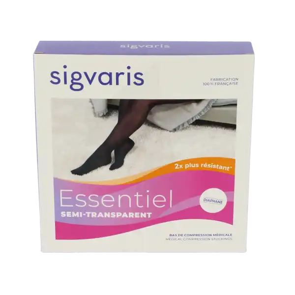 Sigvaris Essentiel Semi-transparent Bas Auto-fixants  Femme Classe 2 Dune Small Normal
