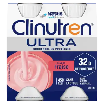Clinutren Ultra Nutriment Fraise 4 Bouteilles/200ml à LA COTE-SAINT-ANDRÉ