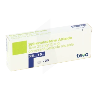 Spironolactone Altizide Teva 25 Mg/15 Mg, Comprimé Pelliculé Sécable