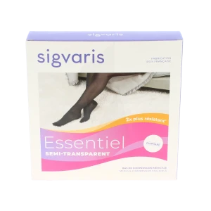 Sigvaris Essentiel Semi-transparent Bas Auto-fixants  Femme Classe 2 Dune Small Long