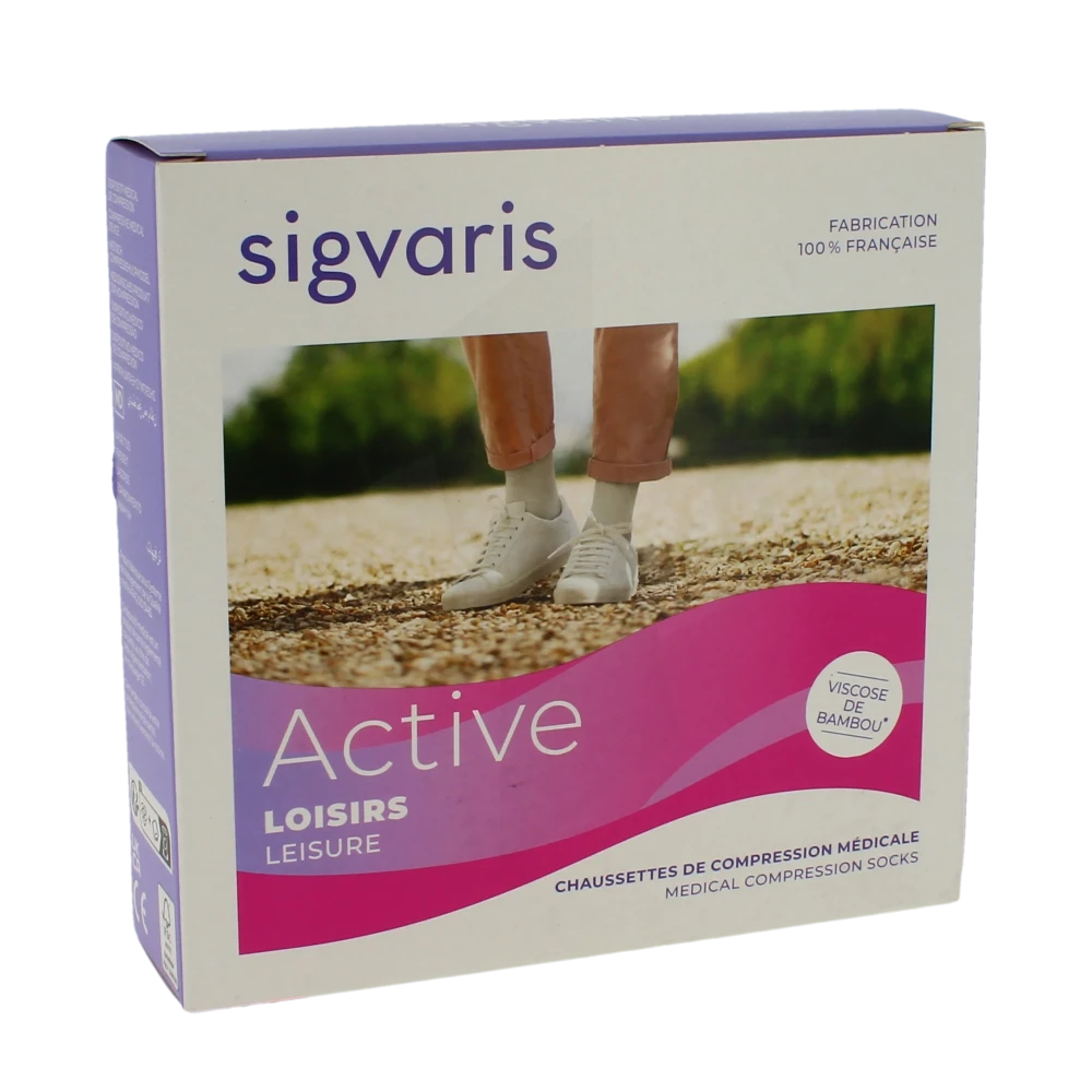Sigvaris Active Loisirs Chaussette Classe 2 Femme Gris Clair Normal M