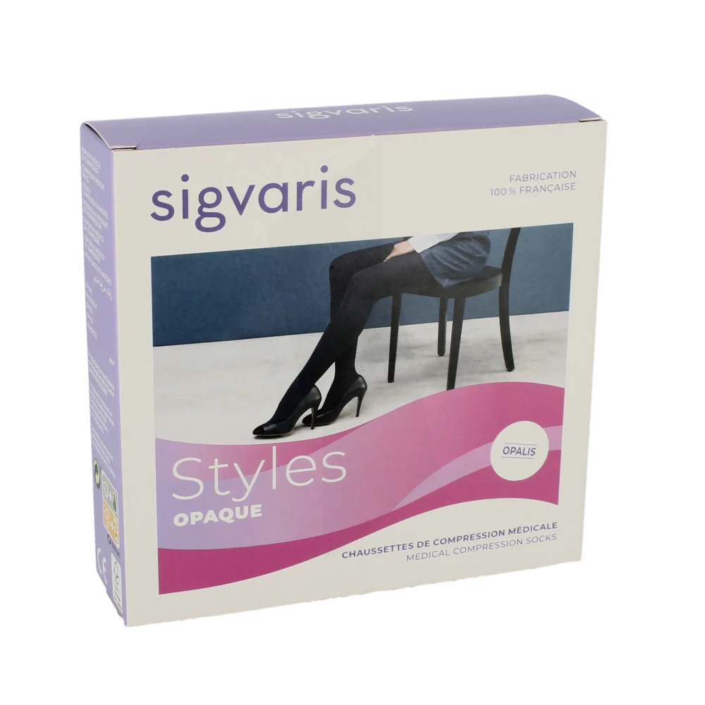 Sigvaris Styles Opaque Chaussettes  Femme Classe 2 Bleu Marine Medium Long