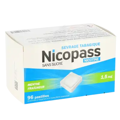 Nicopass 1,5 Mg Sans Sucre Menthe Fraicheur, Pastille édulcorée à L'aspartam Et à L'acésulfame Potassique à Mérignac
