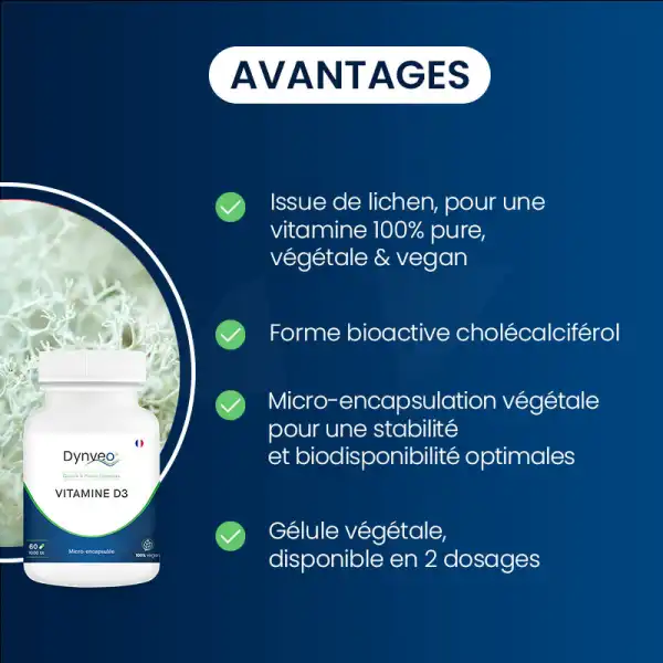 Dynveo Vitamine D3 Végétale Vegan 1000 Ui 60 Gélules