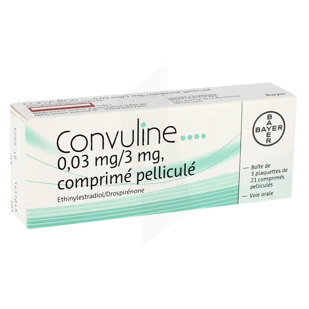 Pharmacie Agen-Sud - Médicament Convuline 0,03 Mg3 Mg, Comprimé Pelliculé  - ÉTHINYLESTRADIOL - Agen