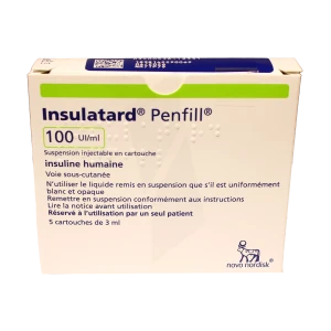 Insulatard Penfill 100 Unités Internationales/ml, Suspension Injectable En Cartouche