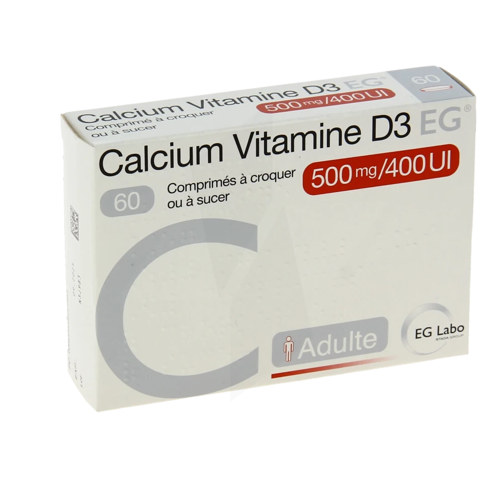 Calcium Vitamine D3 Eg 500 Mg/400 Ui, Comprimé à Croquer Ou à Sucer