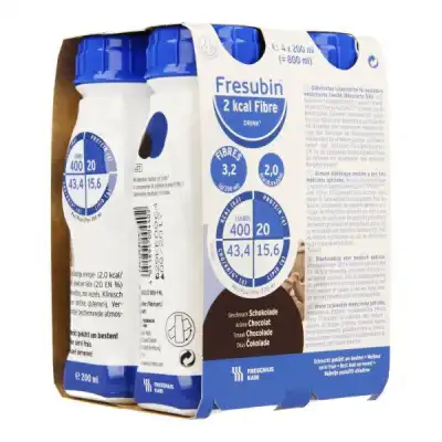 Fresubin 2 Kcal Fibre Max Nutriment Chocolat 4bouteilles/300ml à LUSSAC