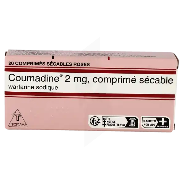 Coumadine 2 Mg, Comprimé Sécable