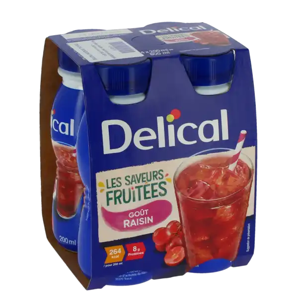 Delical Boisson Fruitee Nutriment Saveur Raisin 4bouteilles/200ml