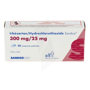 Irbesartan/hydrochlorothiazide Sandoz 300 Mg/25 Mg, Comprimé Pelliculé