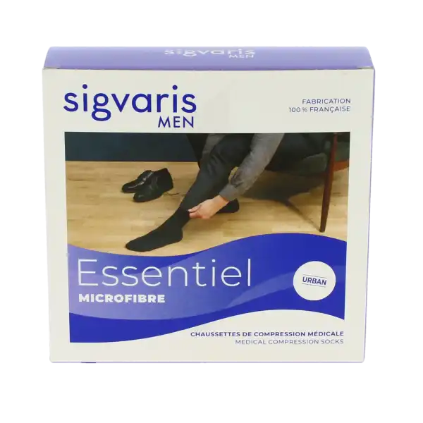 Sigvaris Essentiel Microfibre Chaussettes  Homme Classe 2 Gris Anthracite Xx Large Long