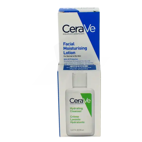 Cerave Soins Visage Crème Hydratante Visage Spf30 Pour Les Peaux Normales à Sèches Tube/52ml + Crème Lavante 20ml
