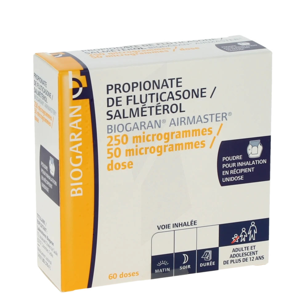 Propionate De Fluticasone/salmeterol Biogaran Airmaster 250 Microgrammes/ 50 Microgrammes/dose, Poudre Pour Inhalation En Récipient Unidose