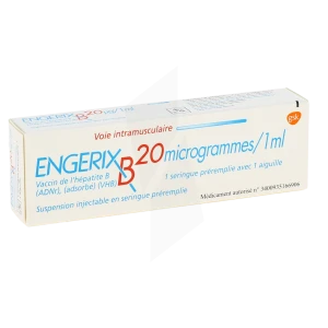 Engerix B 20 Microgrammes/1 Ml, Suspension Injectable En Seringue Préremplie. Vaccin De L'hépatite B (adnr), (adsorbé) (vhb)