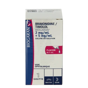 Brimonidine/timolol Biogaran 2 Mg/ml + 5 Mg/ml, Collyre En Solution