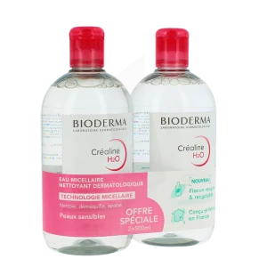 Bioderma Créaline H2o Eau Micellaire Visage Nettoyante Démaquillante 2x500 Ml