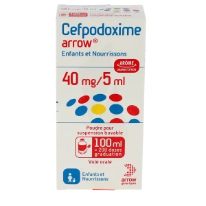 Cefpodoxime Arrow Enfants Et Nourrissons 40 Mg/5 Ml, Poudre Pour Suspension Buvable