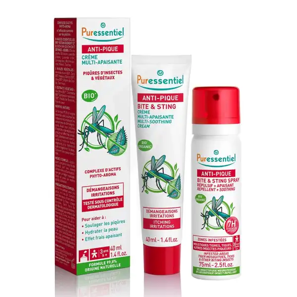 Puressentiel Anti-pique Spray Répulsif + Apaisant 75ml + Crème Multi-apaisante